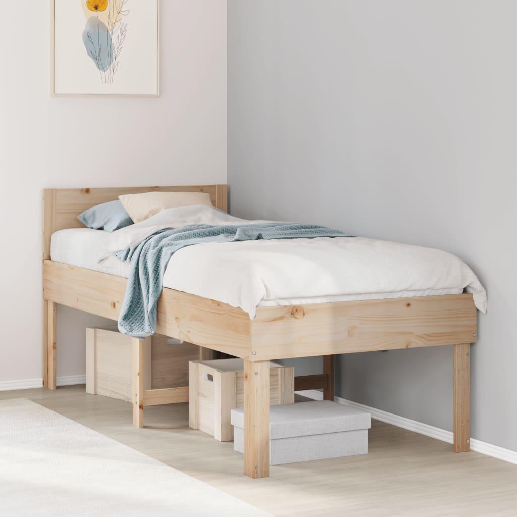 Sengeramme uden madras 75x190 cm massivt fyrretræ billede