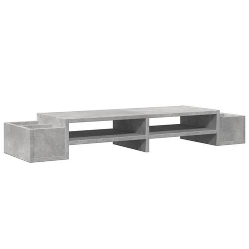 Skærmholder med opbevaring 100x27x15cm konstrueret træ betongrå