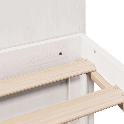Seng med reol uden madras 200x200 cm massivt fyrretræ hvid