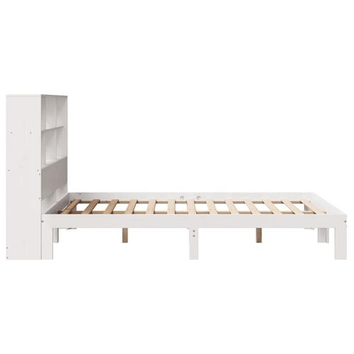 Seng med reol uden madras 120x190 cm massivt fyrretræ hvid