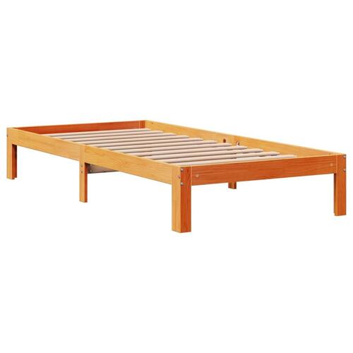 Seng med reol uden madras 75x190 cm massivt fyrretræ gyldenbrun