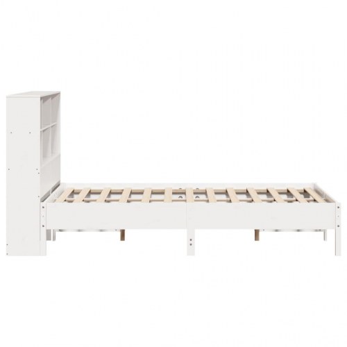 Seng med reol uden madras 120x190 cm massivt fyrretræ hvid