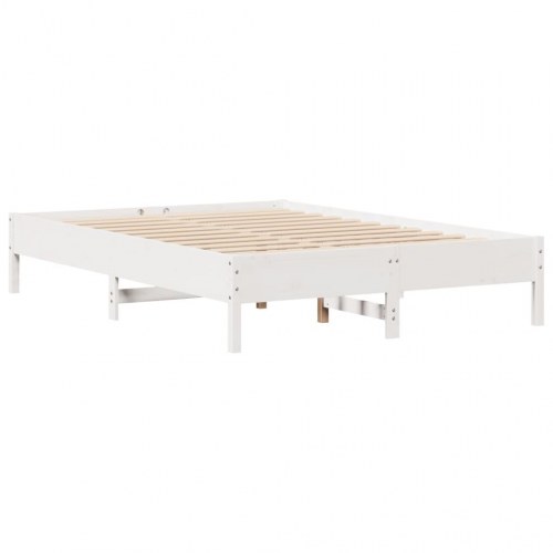 Seng med reol uden madras 120x190 cm massivt fyrretræ hvid