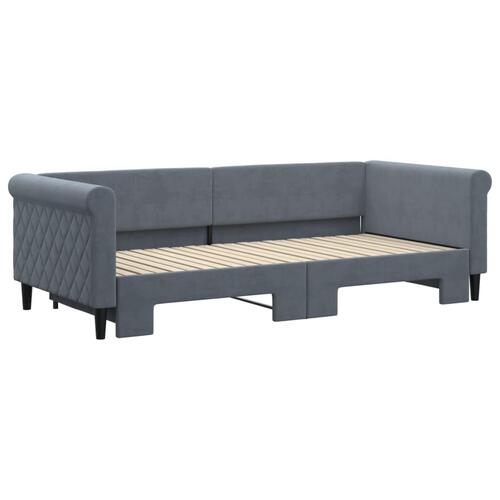 Daybed med udtræk 90x200 cm velour mørkegrå