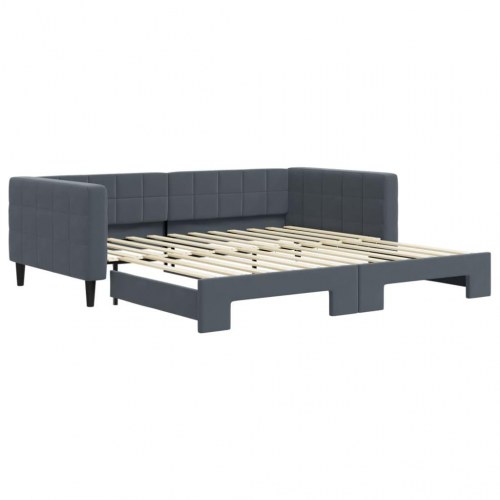 Daybed med udtræk 100 x 200 cm i velour - mørkegrå