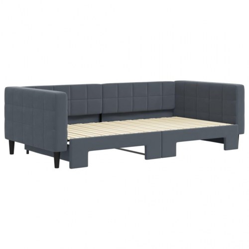 Daybed med udtræk 100 x 200 cm i velour - mørkegrå