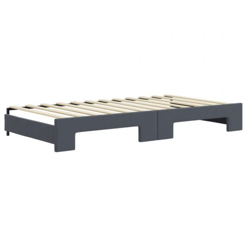 Daybed med udtræk 100 x 200 cm i velour - mørkegrå