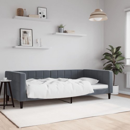 Daybed 100 x 200 cm i velour - mørkegrå sengeramme/sovesofa