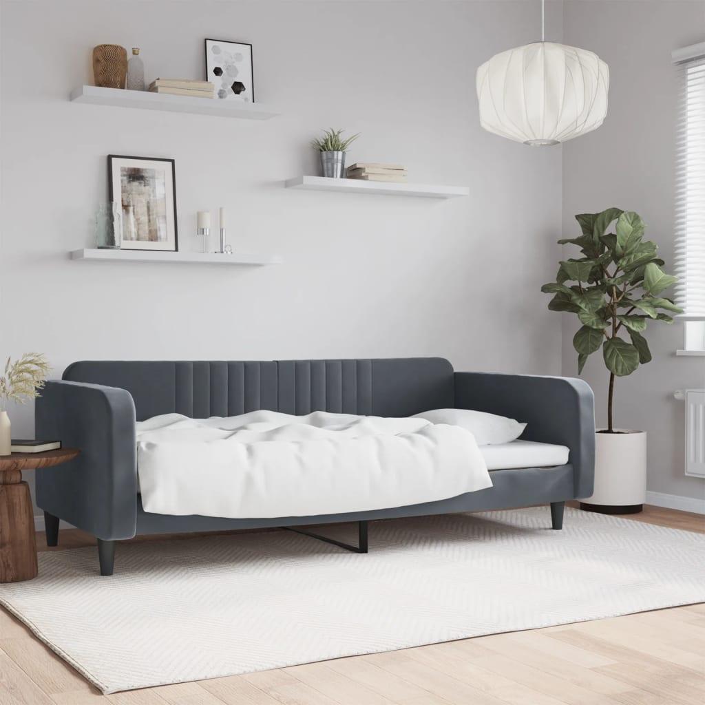 Daybed 100x200 cm velour mørkegrå billede