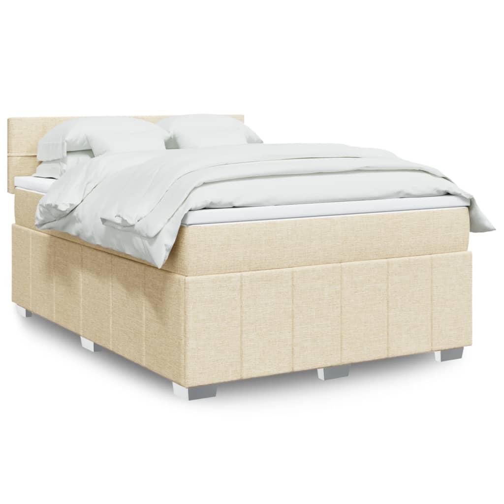 Kontinentalseng med madras 140x200 cm - stof, creme billede