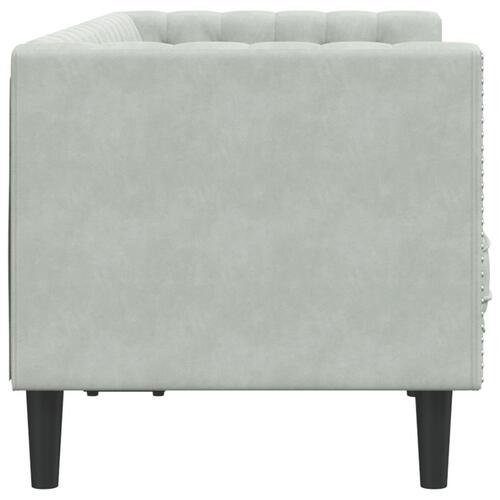 2-personers Chesterfield-sofa med bolsterpuder fløjl lysegrå