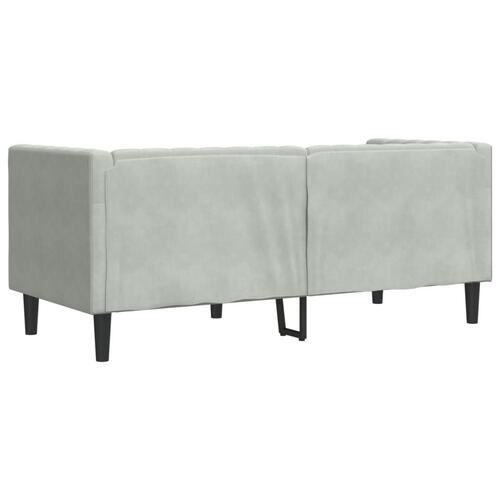2-personers Chesterfield-sofa med bolsterpuder fløjl lysegrå