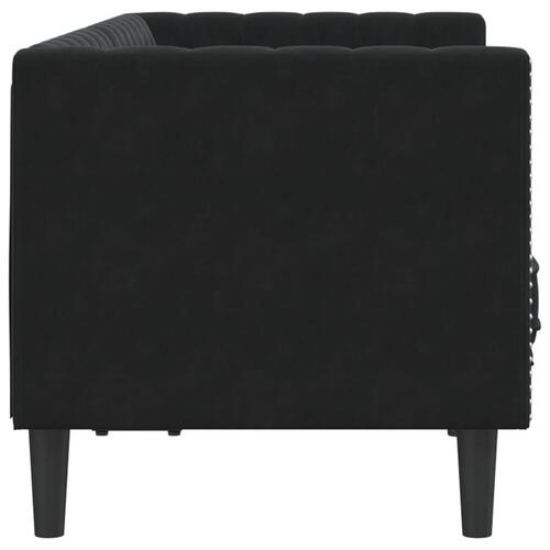 2-personers Chesterfield-sofa med bolsterpuder fløjl sort
