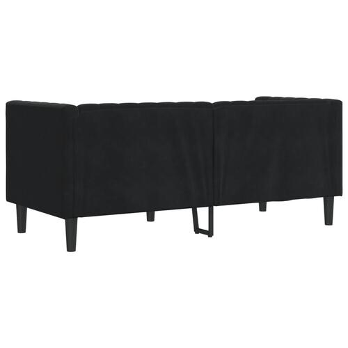 2-personers Chesterfield-sofa med bolsterpuder fløjl sort