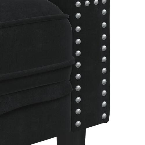 2-personers Chesterfield-sofa med bolsterpuder fløjl sort