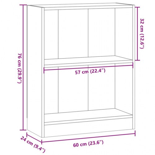 Bogreol 60×24×76 cm i konstrueret træ - antikt træ
