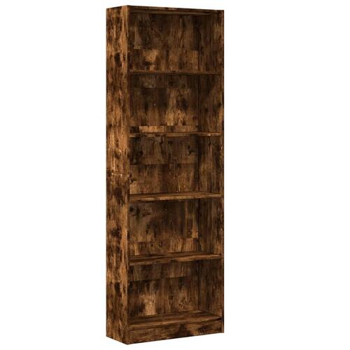 Bogreol 60x24x176 cm konstrueret træ røget egetræsfarve