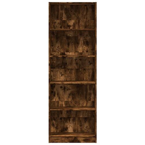 Bogreol 60x24x176 cm konstrueret træ røget egetræsfarve