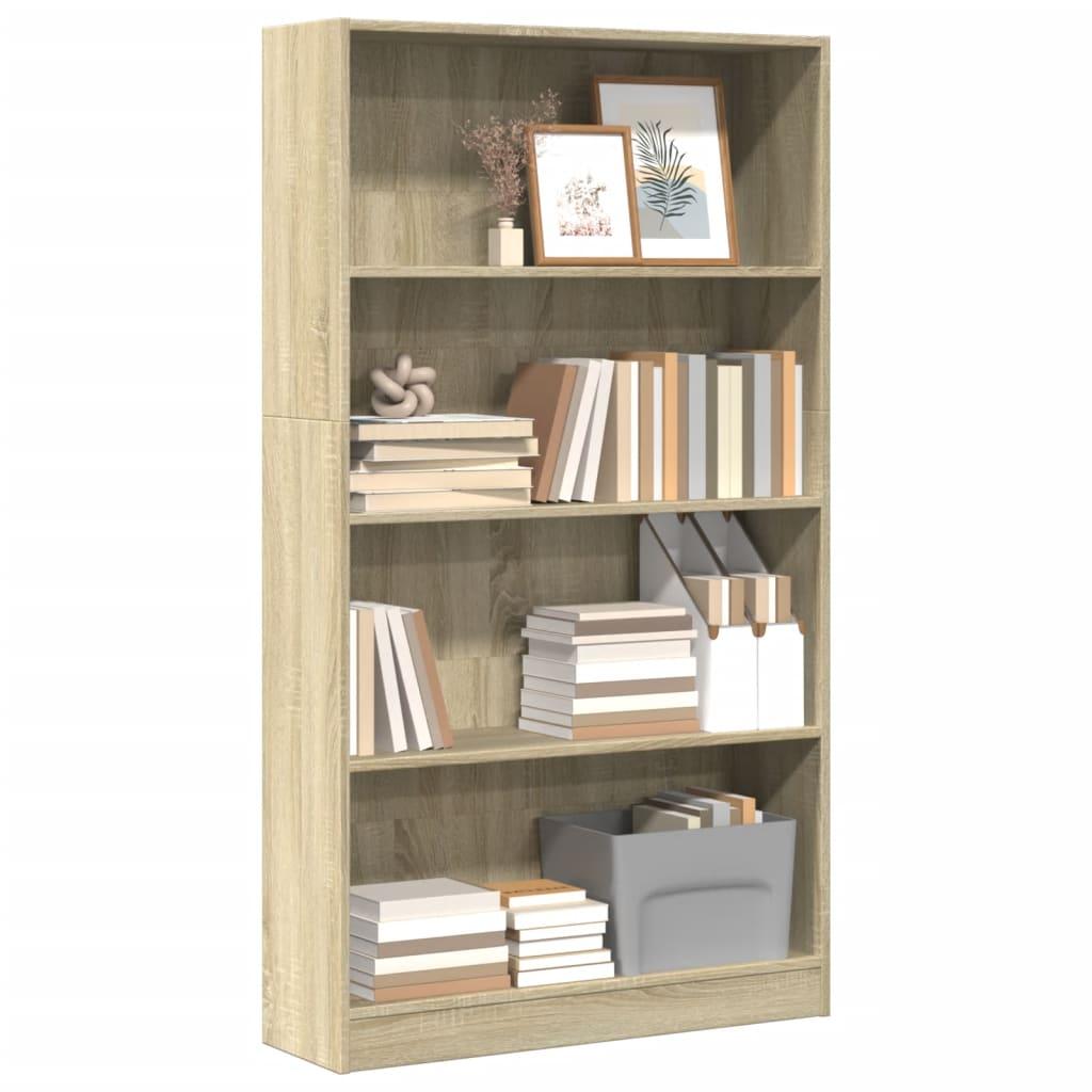 Bogreol 80x24x143 cm konstrueret træ sonoma-eg