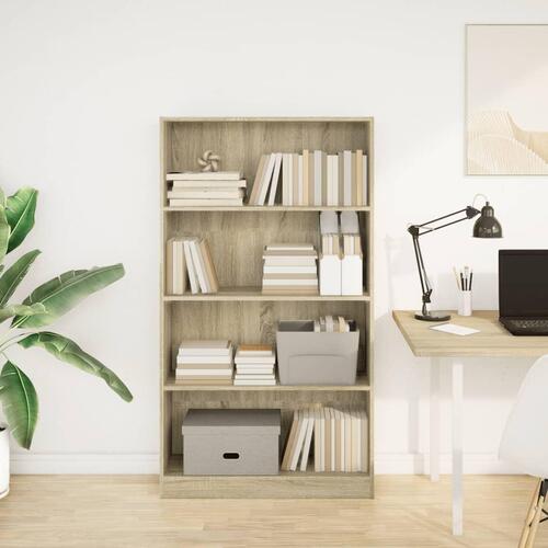 Bogreol 80x24x143 cm konstrueret træ sonoma-eg
