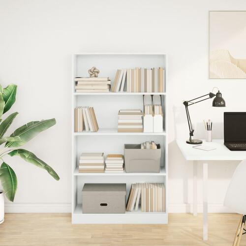 Bogreol 80x24x143 cm konstrueret træ hvid