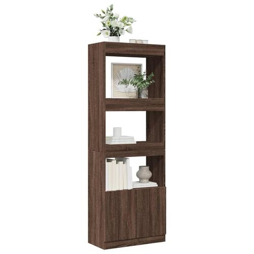 Højskab 63x33x180 cm konstrueret træ brun egetræsfarve