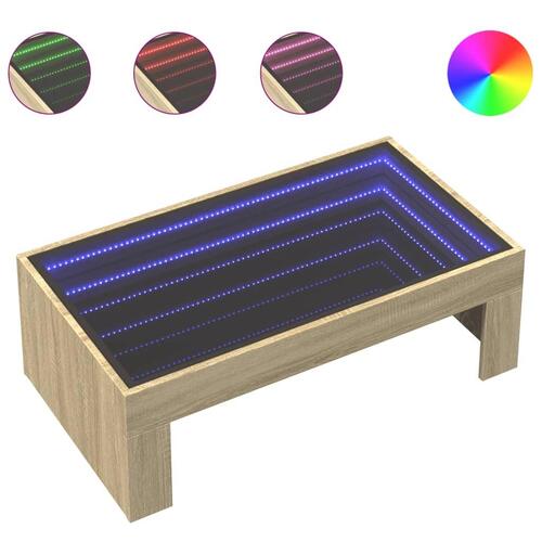 Sofabord med Infinity LED-lys 90x50x30 cm sonoma-eg