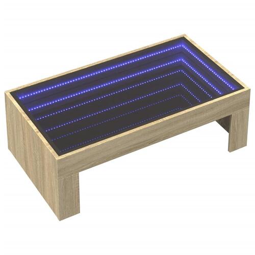 Sofabord med Infinity LED-lys 90x50x30 cm sonoma-eg
