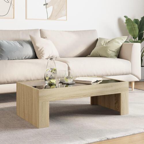 Sofabord med Infinity LED-lys 90x50x30 cm sonoma-eg