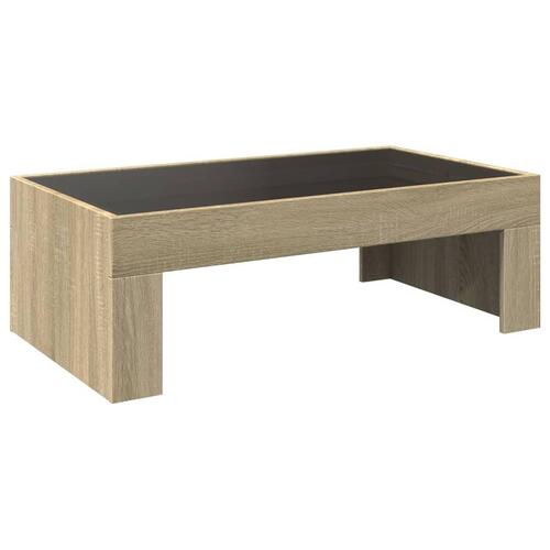 Sofabord med Infinity LED-lys 90x50x30 cm sonoma-eg