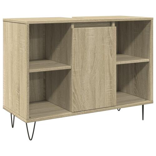 Badeværelsesskab 80x33x60 cm konstrueret træ sonoma-eg