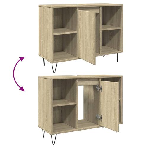 Badeværelsesskab 80x33x60 cm konstrueret træ sonoma-eg