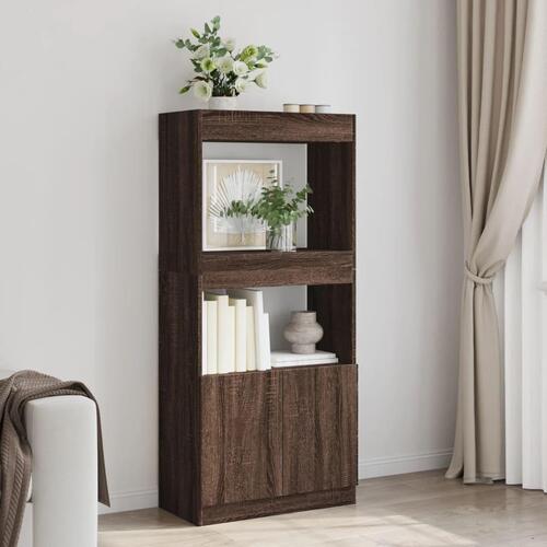 Højskab 63x33x140 cm konstrueret træ brun egetræsfarve