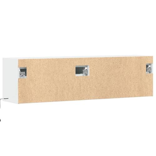 Væghængt tv-bord med LED-lys 140x31x38 cm hvid
