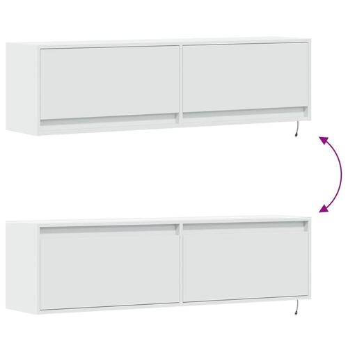 Væghængt tv-bord med LED-lys 140x31x38 cm hvid