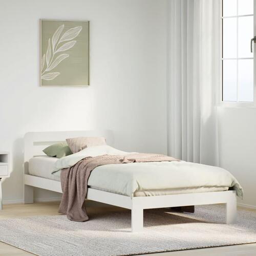 Sengeramme uden madras 75x190 cm massivt fyrretræ hvid