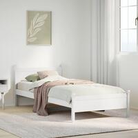 Sengeramme uden madras 75x190 cm massivt fyrretræ hvid