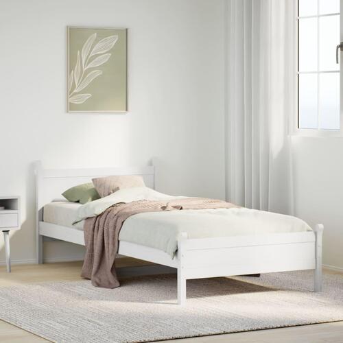 Sengeramme uden madras 75x190 cm massivt fyrretræ hvid