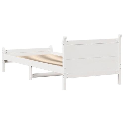 Sengeramme uden madras 75x190 cm massivt fyrretræ hvid