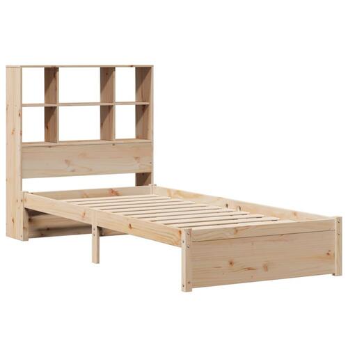 Seng med reol uden madras 90x190 cm massivt fyrretræ
