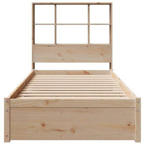 Seng med reol uden madras 90x190 cm massivt fyrretræ