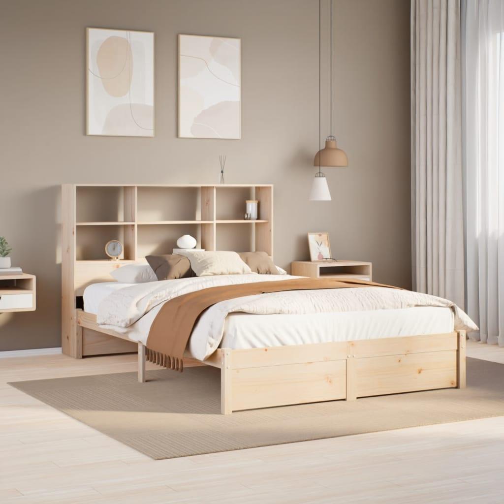 Seng med reol uden madras 120x200 cm massivt fyrretræ