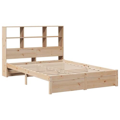 Seng med reol uden madras 120x200 cm massivt fyrretræ