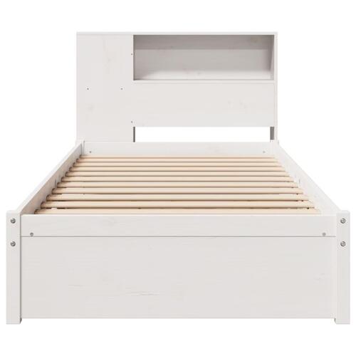 Seng med reol uden madras 75x190 cm massivt fyrretræ hvid