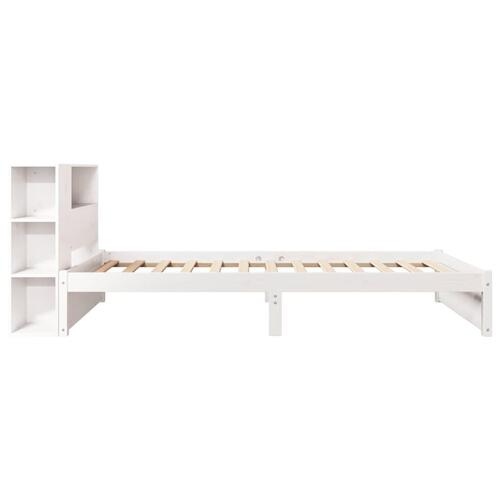 Seng med reol uden madras 75x190 cm massivt fyrretræ hvid