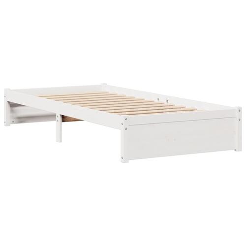 Seng med reol uden madras 75x190 cm massivt fyrretræ hvid