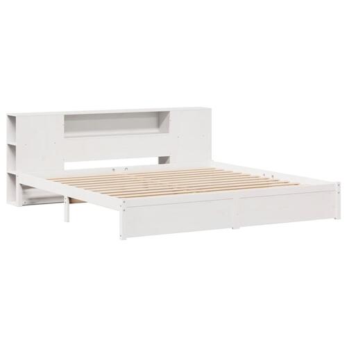 Seng med reol uden madras 180x200 cm massivt fyrretræ hvid