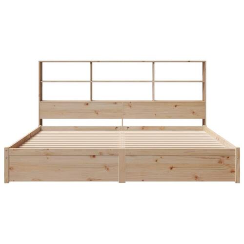 Seng med reol uden madras 200x200 cm massivt fyrretræ