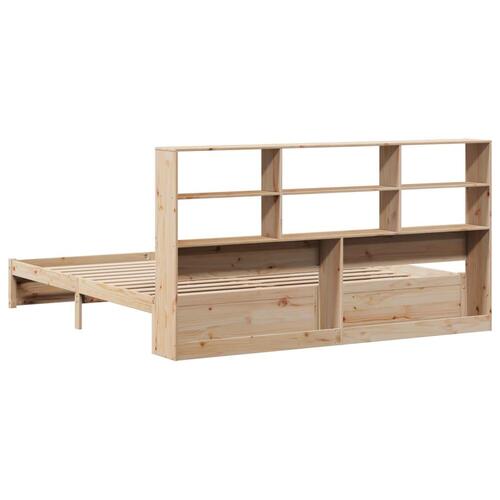 Seng med reol uden madras 200x200 cm massivt fyrretræ