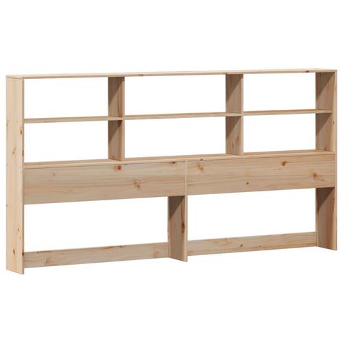 Seng med reol uden madras 200x200 cm massivt fyrretræ